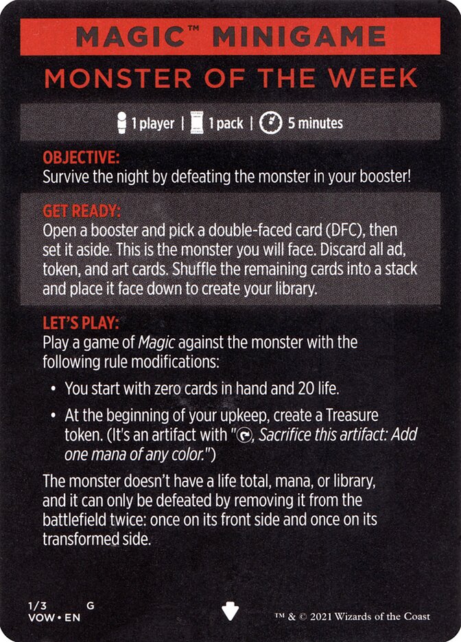 Monster of The Week (Magic Minigame) [Innistrad: Crimson Vow Minigame] Magic: The Gathering