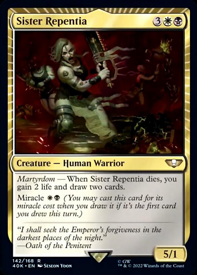 Sister Repentia (Surge Foil) [Warhammer 40,000] Magic: The Gathering