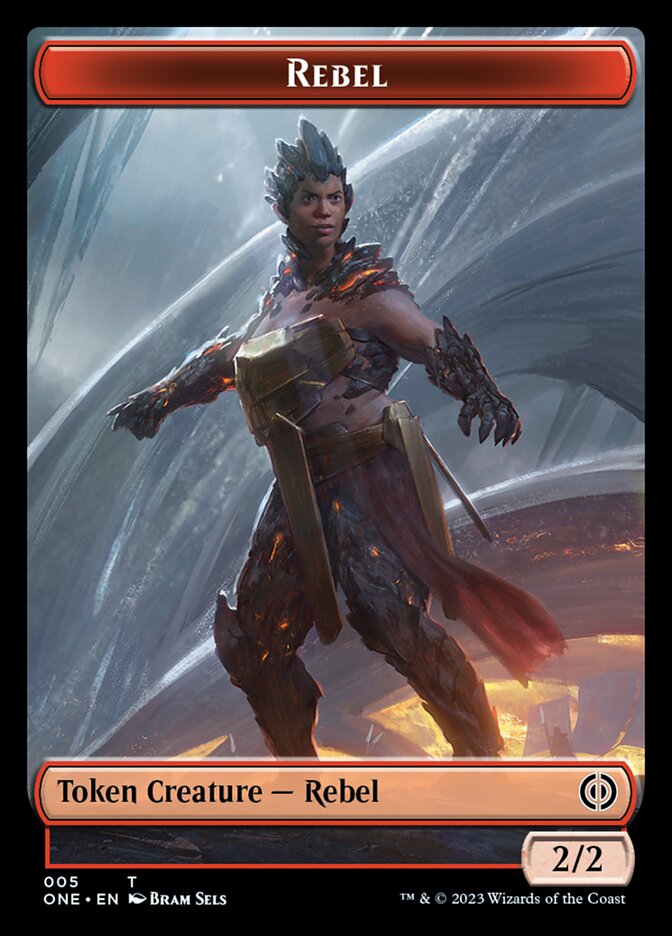 Rebel // Phyrexian Germ Double-Sided Token [Phyrexia: All Will Be One Commander Tokens] Magic: The Gathering