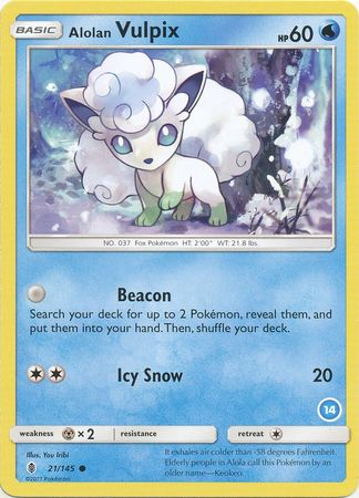 Alolan Vulpix (21/145) (Deck Exclusive #14) [Sun & Moon: Trainer Kit - Alolan Ninetales] Pokémon
