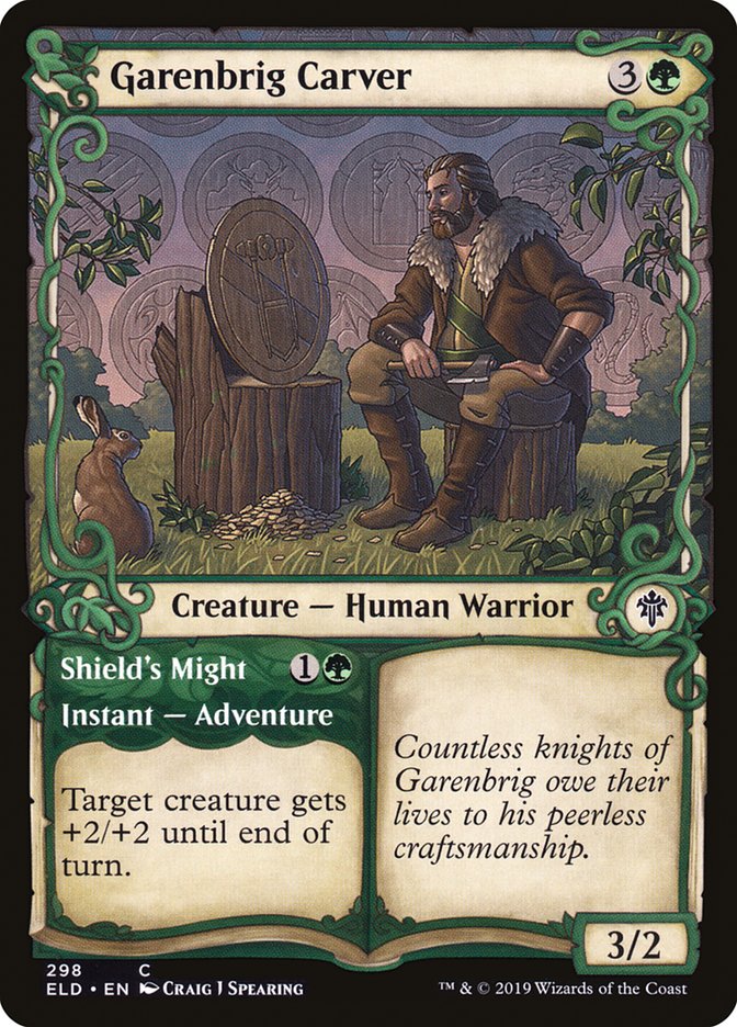 Garenbrig Carver // Shield's Might (Showcase) [Throne of Eldraine] Magic: The Gathering