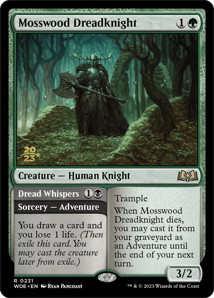 Mosswood Dreadknight // Dread Whispers [Wilds of Eldraine Prerelease Promos] Magic: The Gathering
