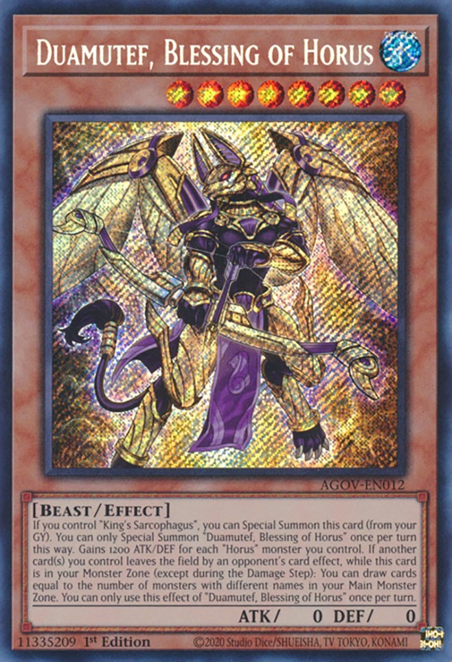 Duamutef, Blessing of Horus [AGOV-EN012] Secret Rare Yu-Gi-Oh!