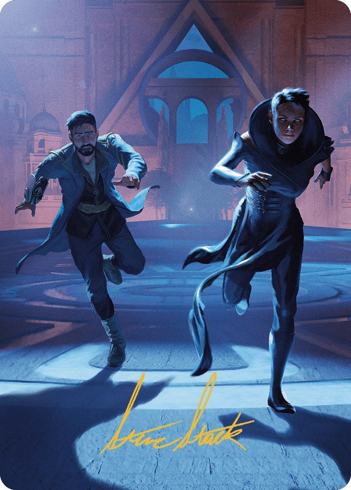 Unauthorized Exit Art Card (Gold-Stamped Signature) [Murders at Karlov Manor Art Series] Magic: The Gathering