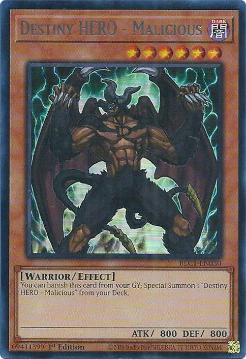 Destiny HERO - Malicious (Silver) [BLC1-EN030] Ultra Rare Yu-Gi-Oh!