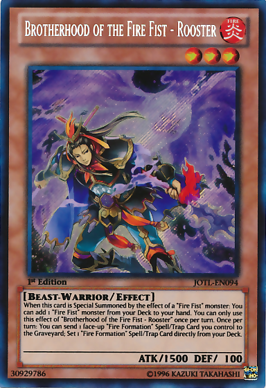 Brotherhood of the Fire Fist - Rooster [JOTL-EN094] Secret Rare Yu-Gi-Oh!