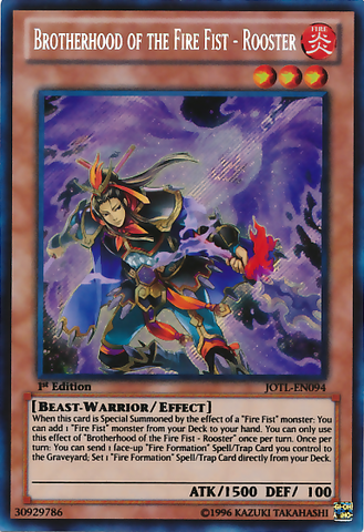 Brotherhood of the Fire Fist - Rooster [JOTL-EN094] Secret Rare Yu-Gi-Oh!