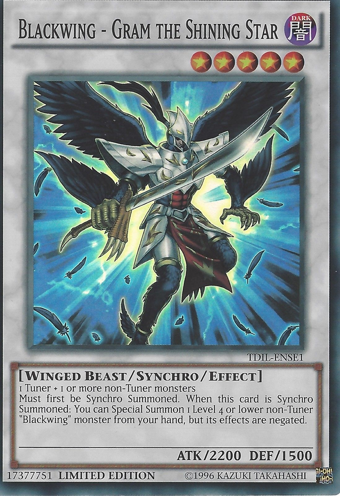 Blackwing - Gram the Shining Star [TDIL-ENSE1] Super Rare Yu-Gi-Oh!