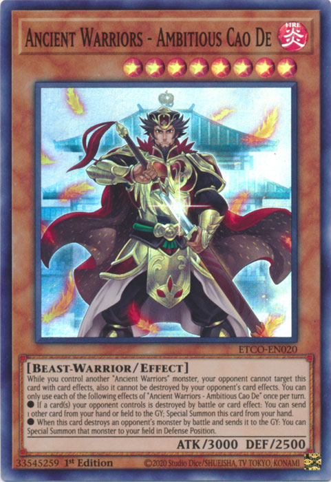 Ancient Warriors - Ambitious Cao De [ETCO-EN020] Super Rare Yu-Gi-Oh!