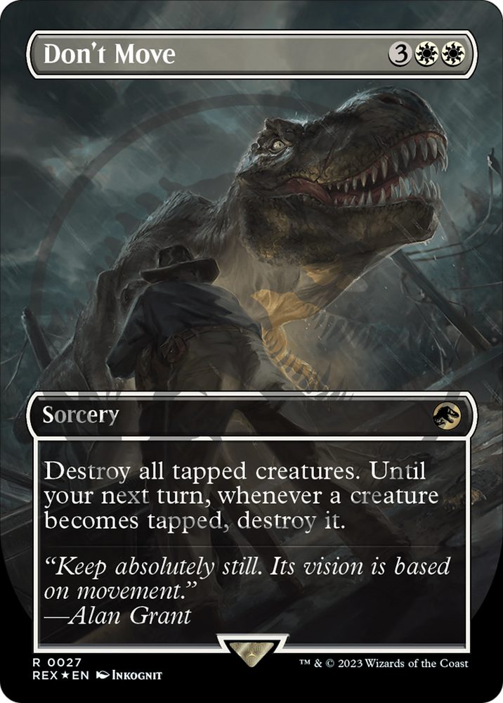 Don't Move Emblem (Borderless) [Jurassic World Collection Tokens] Magic: The Gathering