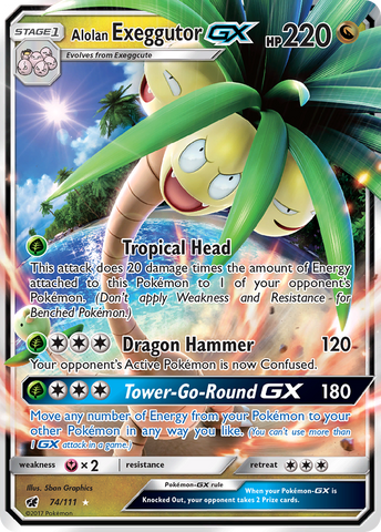 Alolan Exeggutor GX (74/111) [Sun & Moon: Crimson Invasion] Pokémon