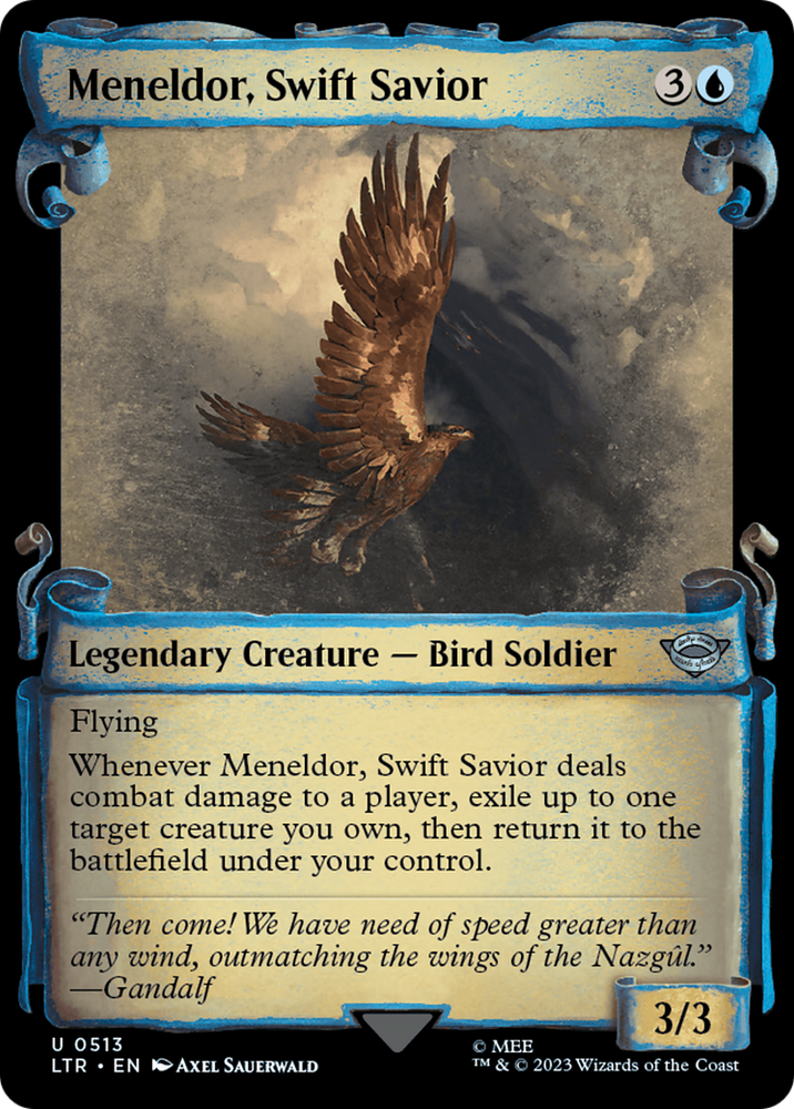Meneldor, Swift Savior [The Lord of the Rings: Tales of Middle-Earth Showcase Scrolls] Magic: The Gathering