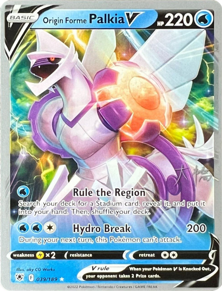 Origin Forme Palkia V (039/189) (Ice Rider Palkia - Rikuto Ohashi) [World Championships 2022] Pokémon
