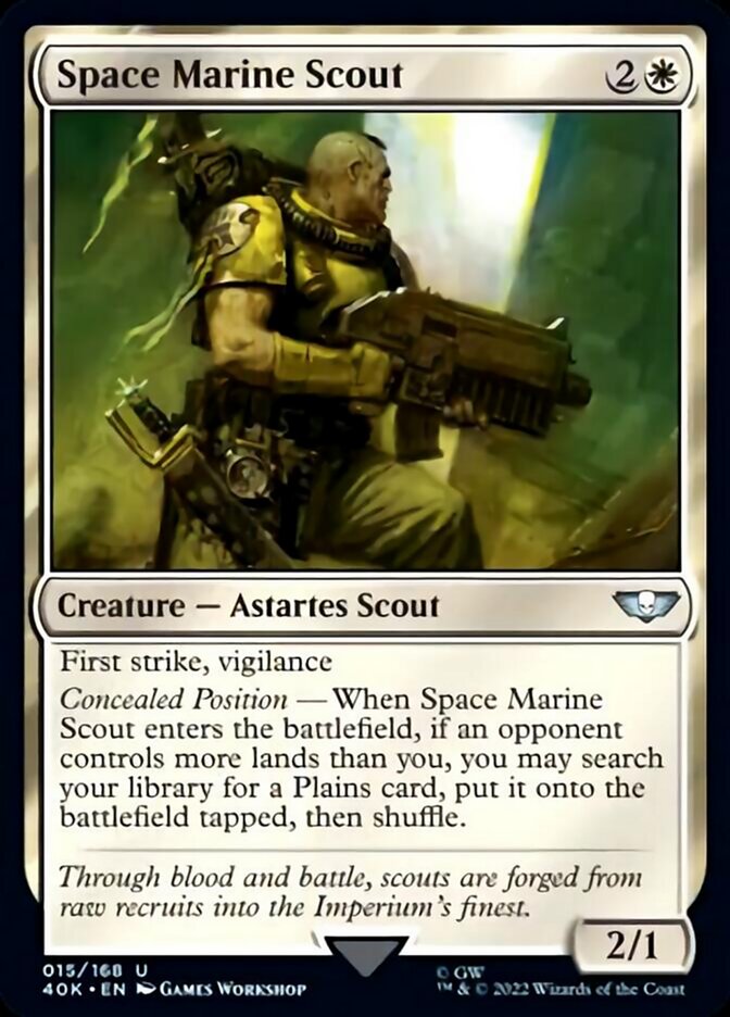 Space Marine Scout (Surge Foil) [Warhammer 40,000] Magic: The Gathering