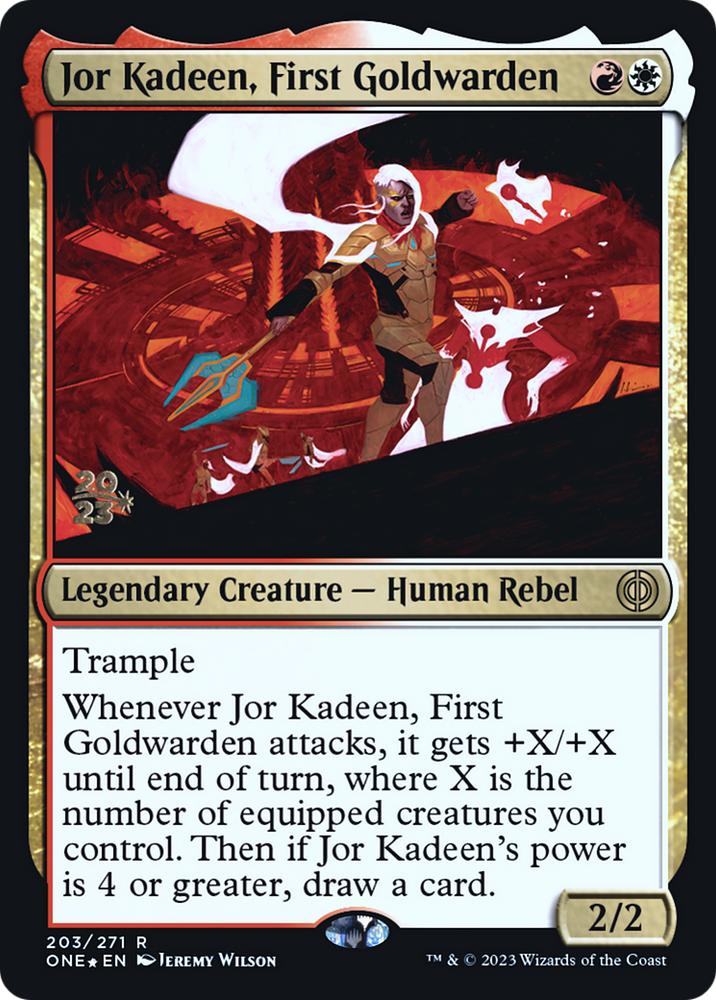 Jor Kadeen, First Goldwarden [Phyrexia: All Will Be One Prerelease Promos] Magic: The Gathering