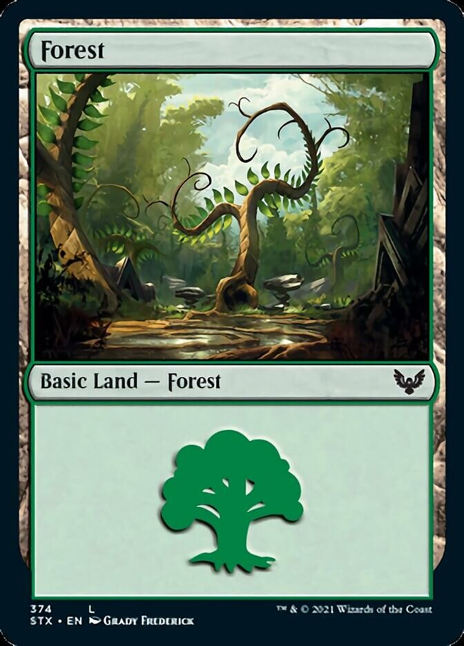 Forest (374) [Strixhaven: School of Mages] Magic: The Gathering
