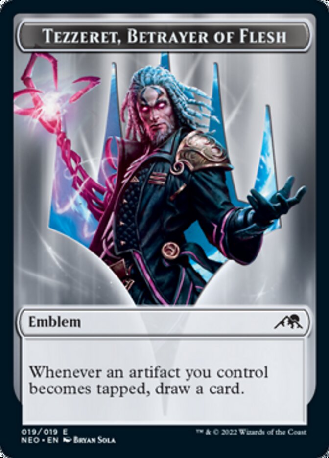 Samurai // Tezzeret, Betrayer of Flesh Emblem Double-Sided Token [Kamigawa: Neon Dynasty Tokens] Magic: The Gathering