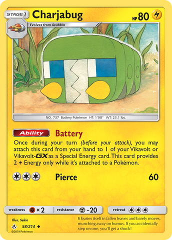 Charjabug (58/214) [Sun & Moon: Unbroken Bonds] Pokémon