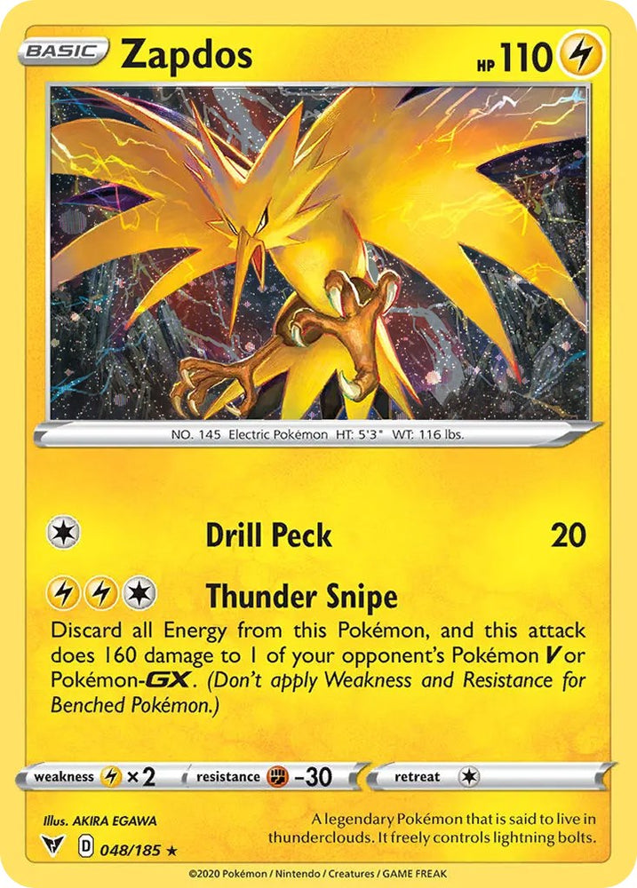 Zapdos (048/185) (Cosmos Holo) [Sword & Shield: Vivid Voltage] Pokémon