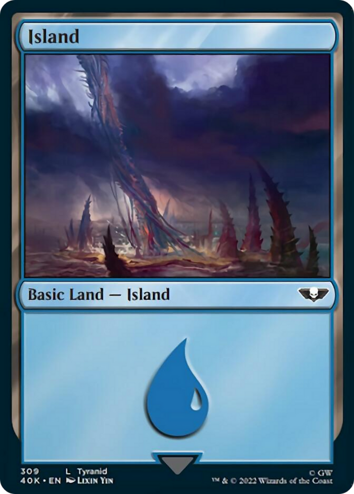 Island (309) (Surge Foil) [Warhammer 40,000] Magic: The Gathering