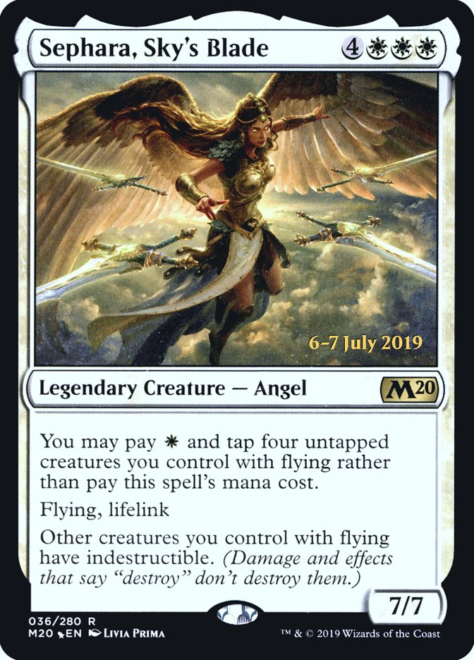 Sephara, Sky's Blade [Core Set 2020 Prerelease Promos] Magic: The Gathering