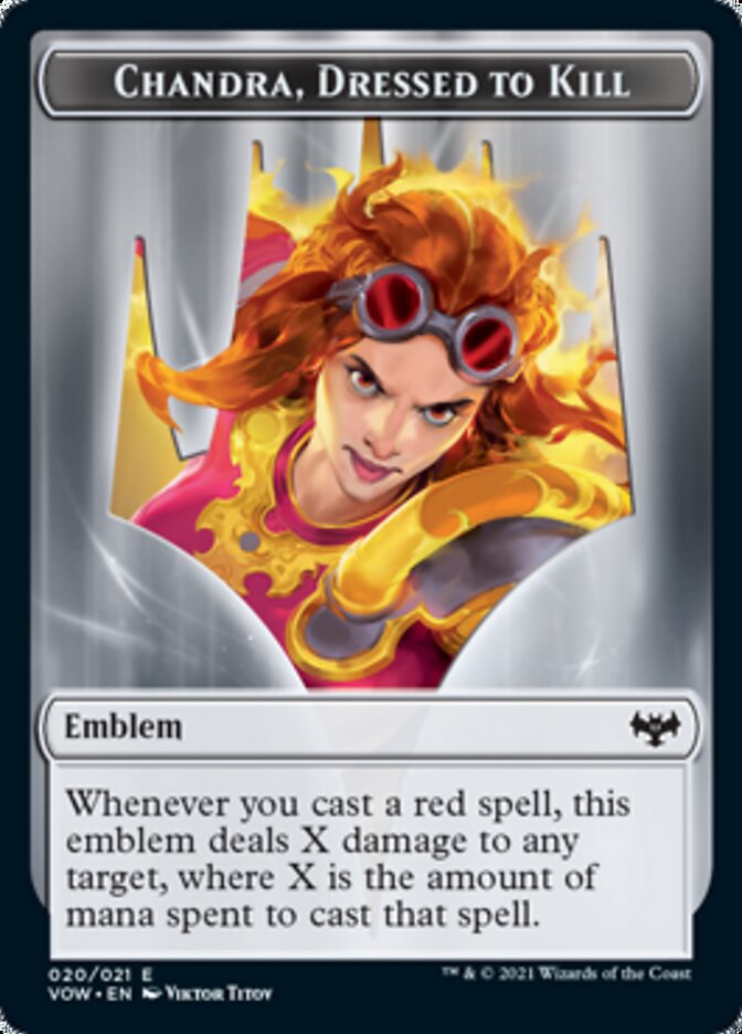 Blood // Chandra, Dressed to Kill Emblem Double-Sided Token [Innistrad: Crimson Vow Tokens] Magic: The Gathering