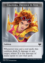 Blood // Chandra, Dressed to Kill Emblem Double-Sided Token [Innistrad: Crimson Vow Tokens] Magic: The Gathering