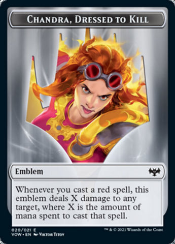 Blood // Chandra, Dressed to Kill Emblem Double-Sided Token [Innistrad: Crimson Vow Tokens] Magic: The Gathering