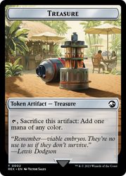 Treasure (0002) // Dinosaur (0009) Double-Sided Token [Jurassic World Collection Tokens] Magic: The Gathering