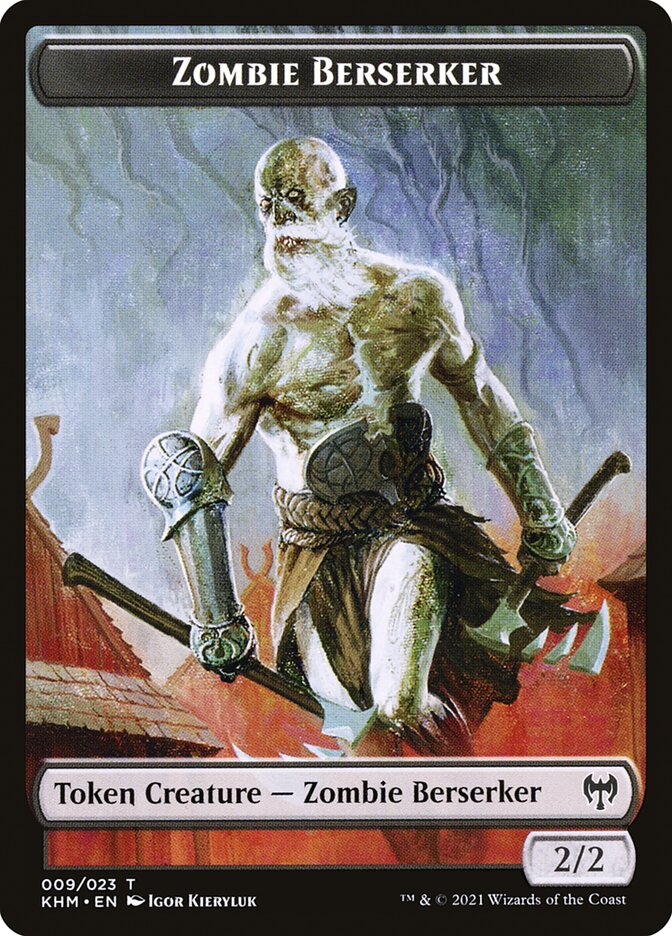 Elf Warrior // Zombie Berserker Double-Sided Token [Kaldheim Tokens] Magic: The Gathering
