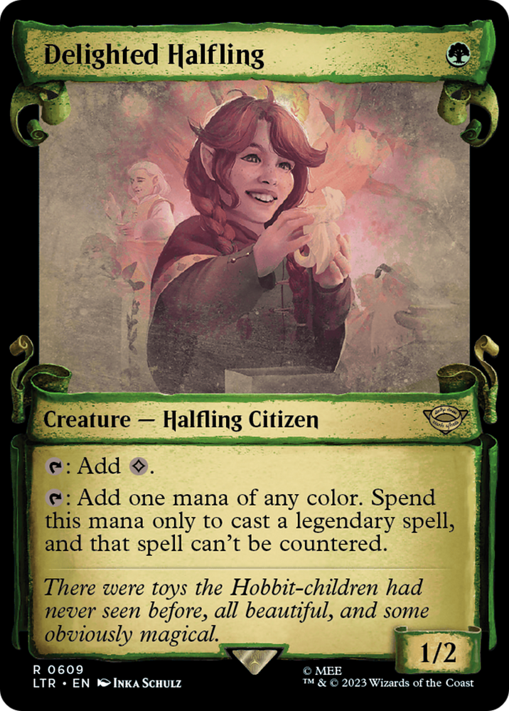 Delighted Halfling [The Lord of the Rings: Tales of Middle-Earth Showcase Scrolls] Magic: The Gathering