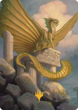 Ancient Gold Dragon Art Card (05) (Gold-Stamped Signature) [Commander Legends: Battle for Baldur's Gate Art Series] Magic: The Gathering