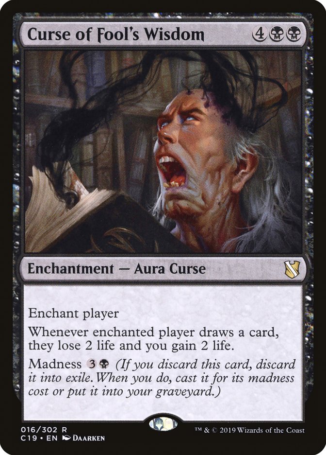 Curse of Fool's Wisdom [Commander 2019] Magic: The Gathering