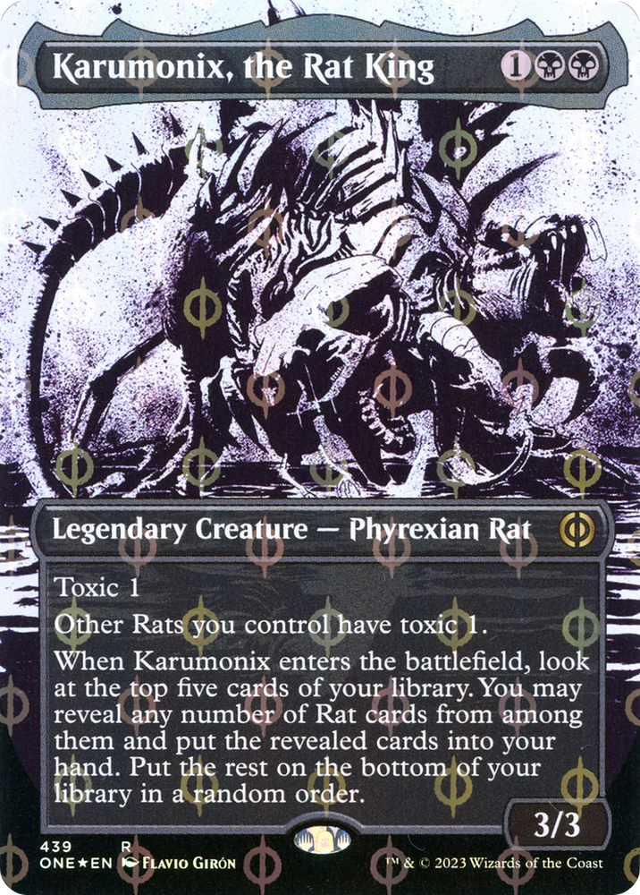 Karumonix, the Rat King (Borderless Ichor Step-and-Compleat Foil) [Phyrexia: All Will Be One] Magic: The Gathering