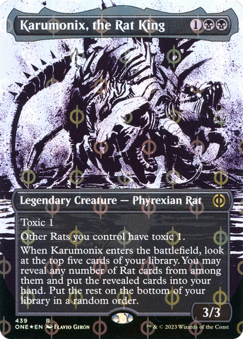 Karumonix, the Rat King (Borderless Ichor Step-and-Compleat Foil) [Phyrexia: All Will Be One] Magic: The Gathering