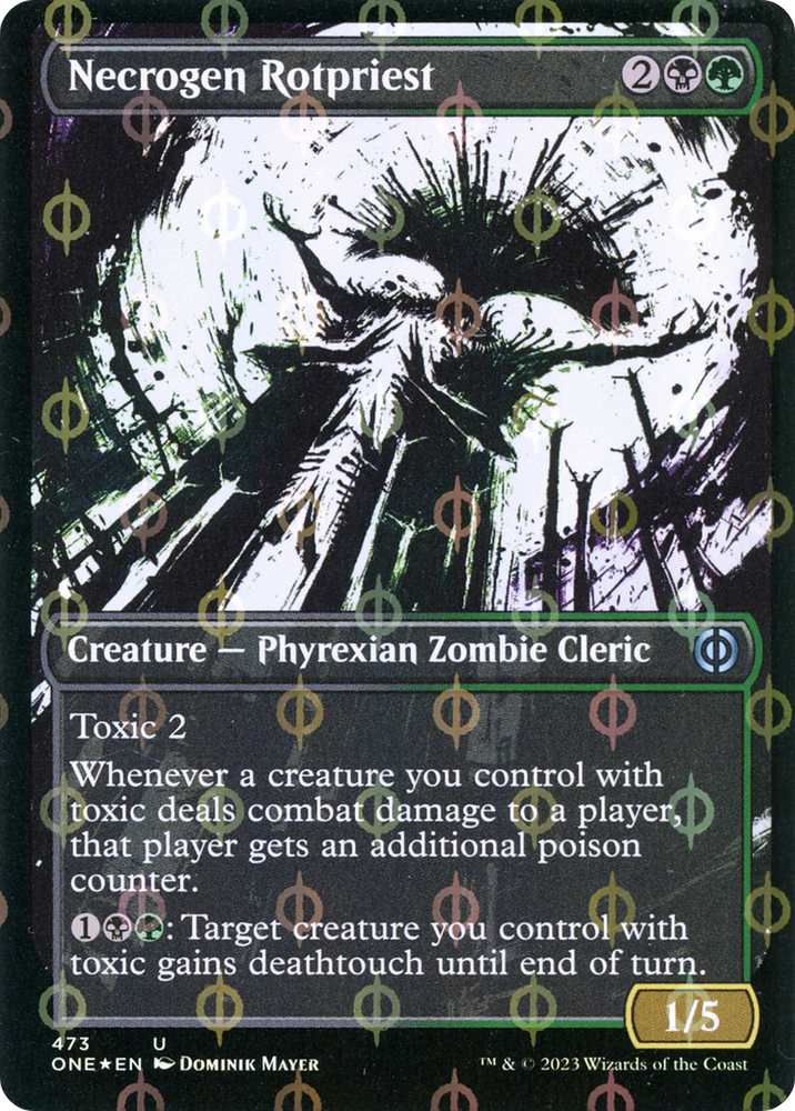 Necrogen Rotpriest (Borderless Ichor Step-and-Compleat Foil) [Phyrexia: All Will Be One] Magic: The Gathering
