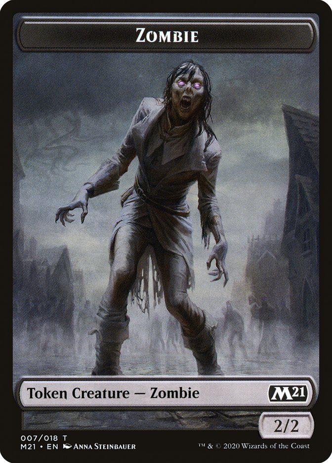 Cat (011) // Zombie Double-Sided Token [Core Set 2021 Tokens] Magic: The Gathering