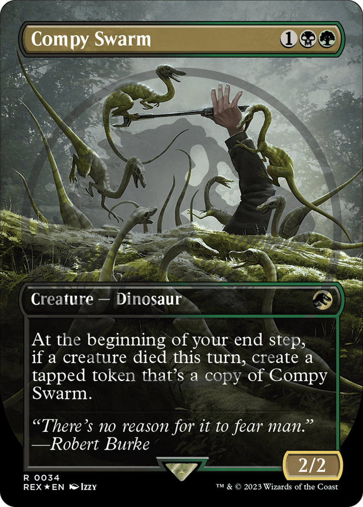 Compy Swarm Emblem (Borderless) [Jurassic World Collection Tokens] Magic: The Gathering