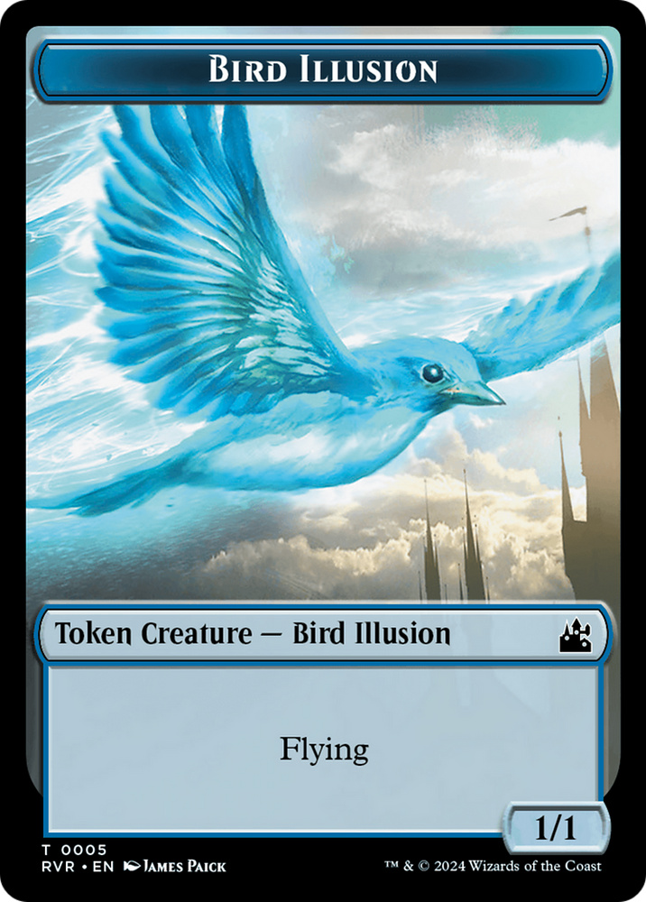 Elf Knight // Bird Illusion Double-Sided Token [Ravnica Remastered Tokens] Magic: The Gathering