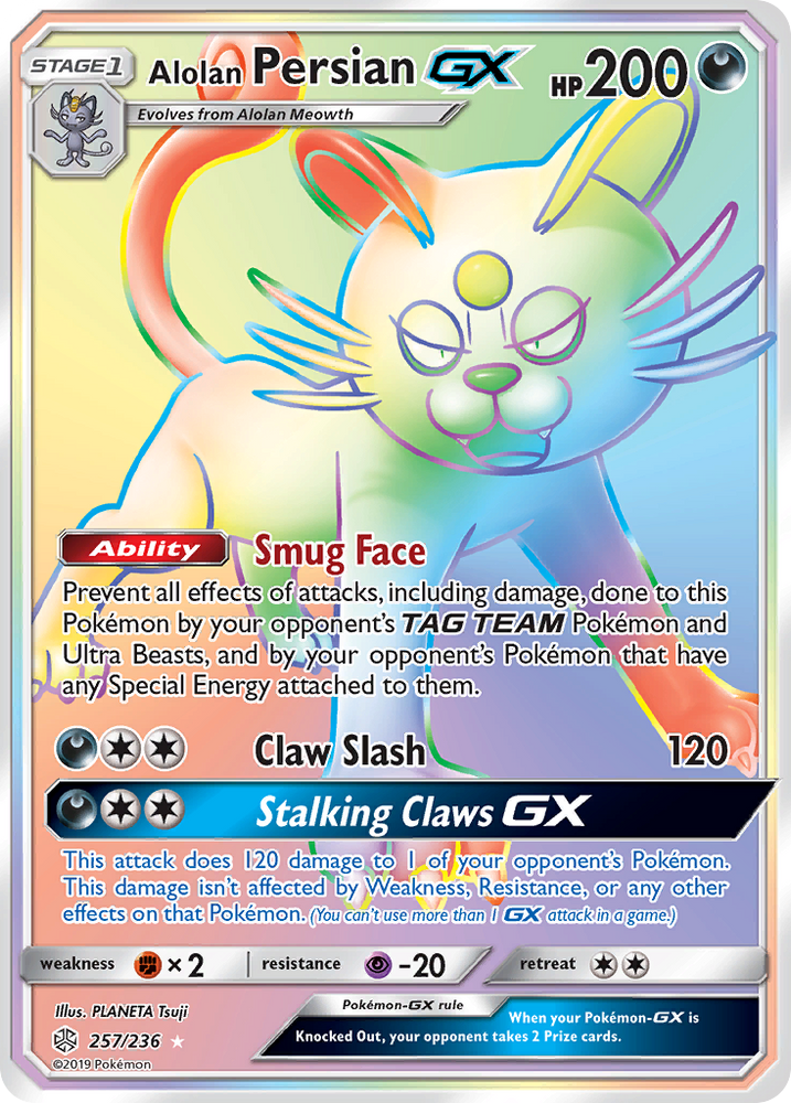 Alolan Persian GX (257/236) [Sun & Moon: Cosmic Eclipse] Pokémon