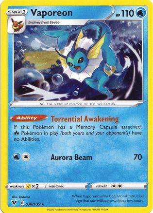 Vaporeon (030/185) (Cosmos Holo) [Sword & Shield: Vivid Voltage] Pokémon