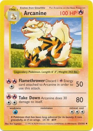 Arcanine (23/102) [Base Set Shadowless Unlimited] Pokémon