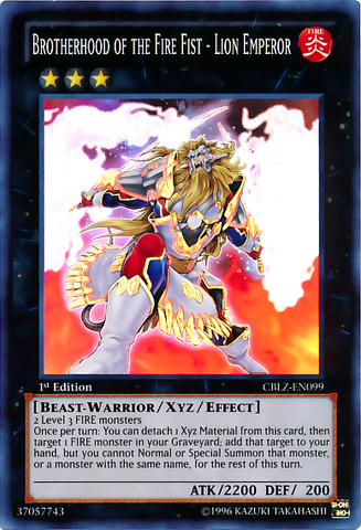 Brotherhood of the Fire Fist - Lion Emperor [CBLZ-EN099] Super Rare Yu-Gi-Oh!
