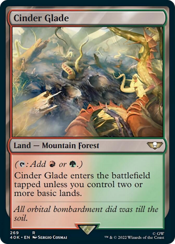 Cinder Glade (Surge Foil) [Warhammer 40,000] Magic: The Gathering