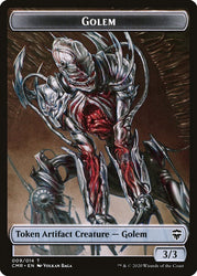 Golem // Rock Double-Sided Token [Commander Legends Tokens] Magic: The Gathering