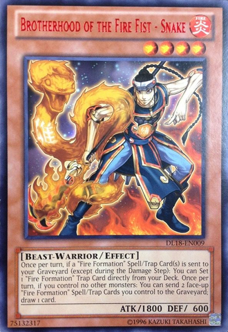Brotherhood of the Fire Fist - Snake (Red) [DL18-EN009] Rare Yu-Gi-Oh!