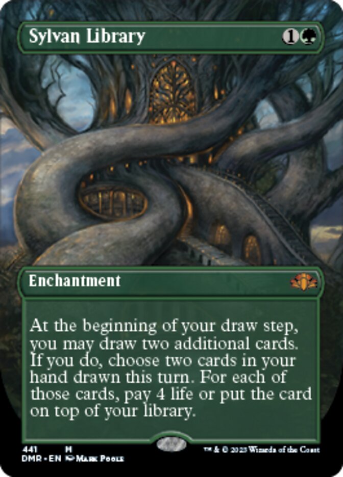 Sylvan Library (Borderless Alternate Art) [Dominaria Remastered] Magic: The Gathering