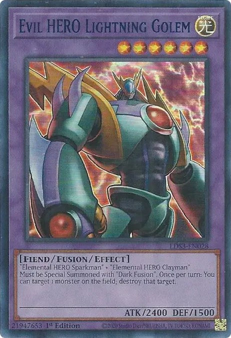 Evil HERO Lightning Golem (Blue) [LDS3-EN028] Ultra Rare Yu-Gi-Oh!