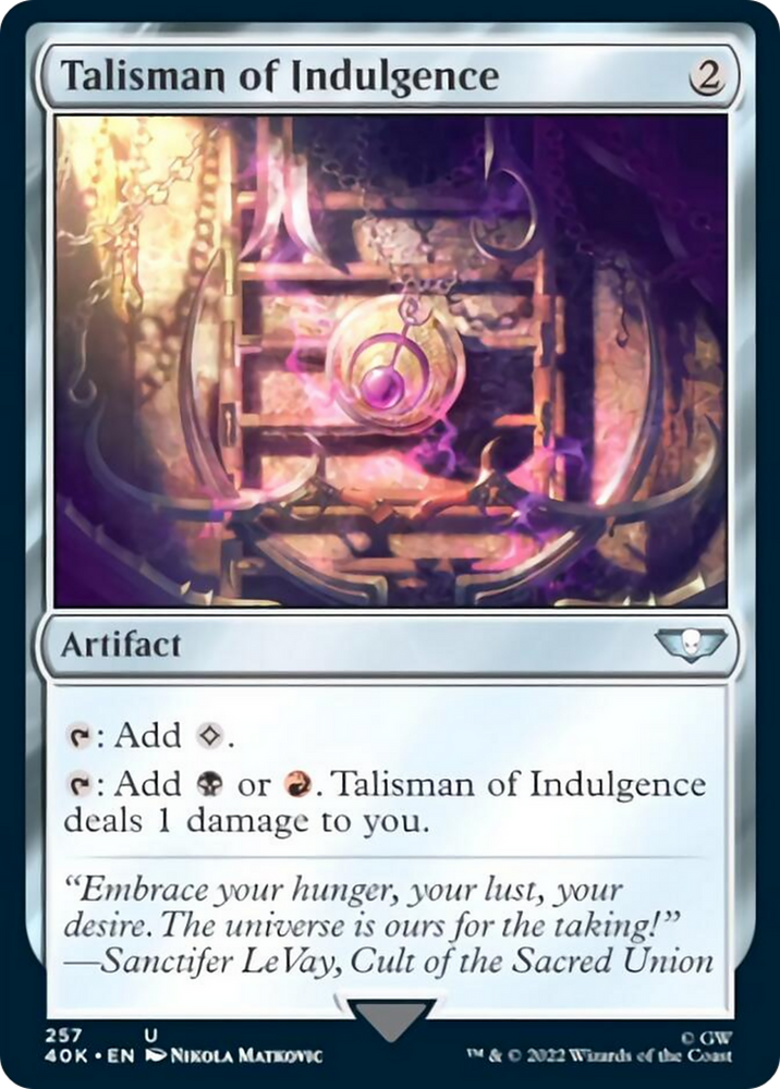 Talisman of Indulgence [Warhammer 40,000] Magic: The Gathering