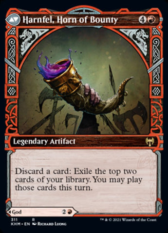 Birgi, God of Storytelling // Harnfel, Horn of Bounty (Showcase) [Kaldheim] Magic: The Gathering